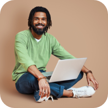 Combination of four pictures of showing young people in working mode with laptops three.